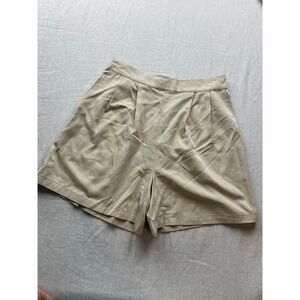 Grade & Gather Beige Womens Size S Tencel Pleated Wide Leg Elastic‎ Waist Shorts